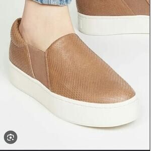 Vince Warren Tan Leather Platform Slip On Sneakers Minimalism Euc 8.5